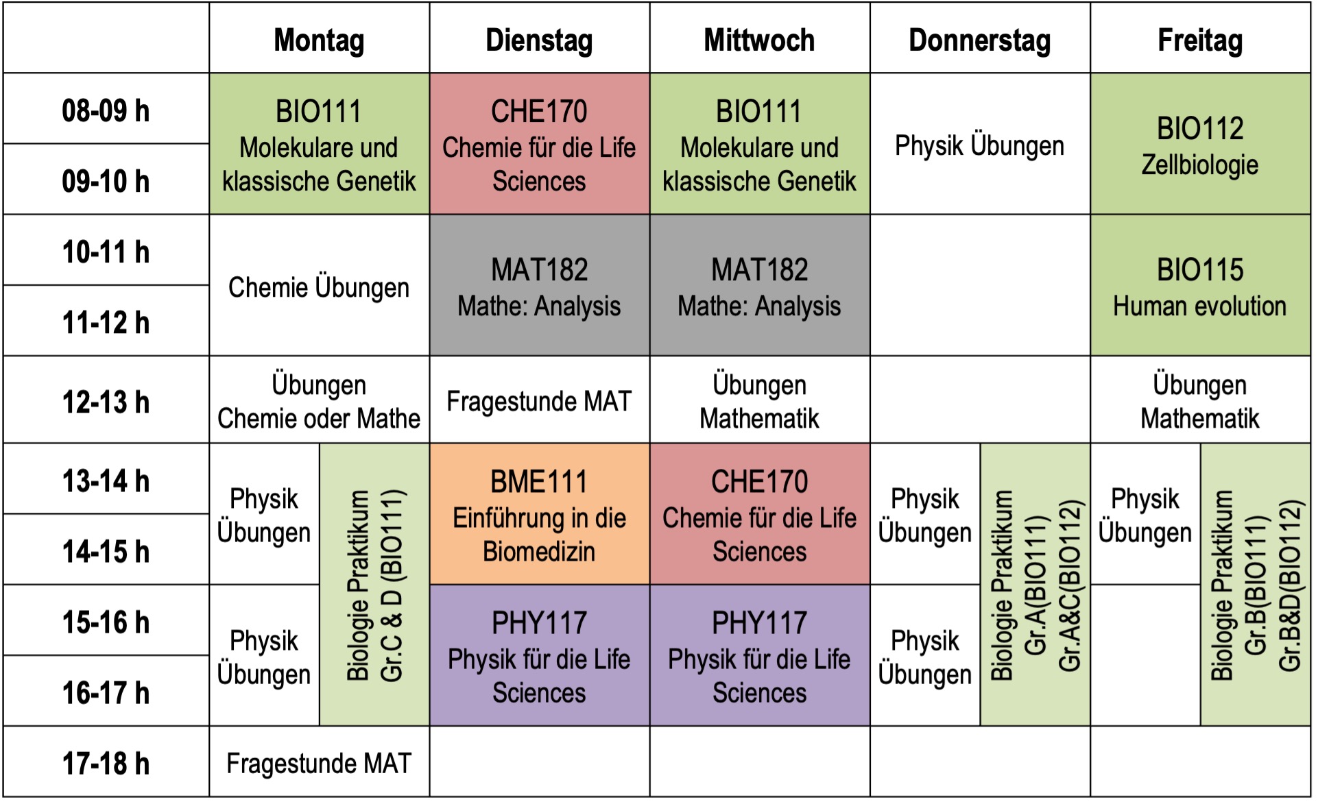 Stundenplan 1. Sem. ab HS19 180 ECTS